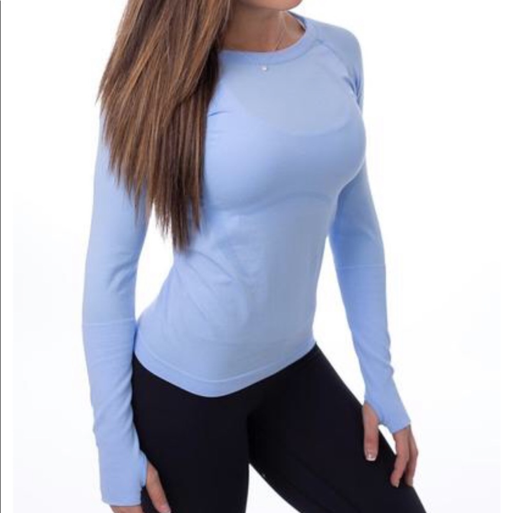 Re-energize seamless full length shirt in sky blue